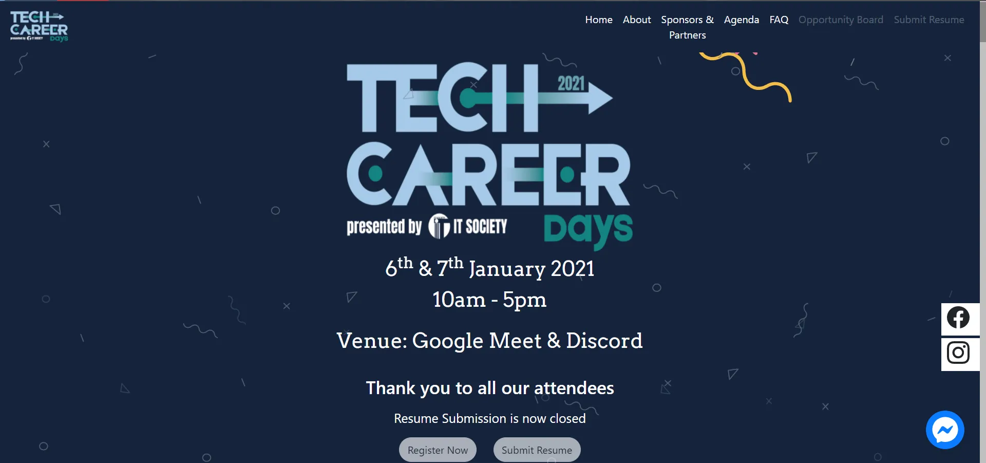 Screenshot of Tech Career Days 2021